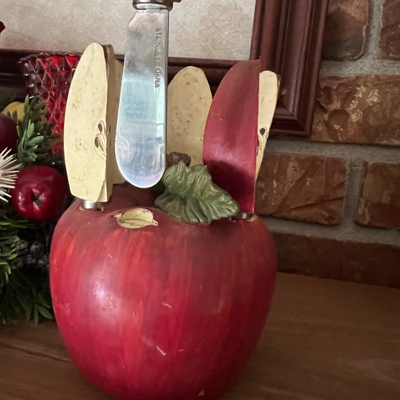 Rare Vintage 1970’s Set of 6 Cheese/Butter Stainless Steel knives Apple holder⚡ - Picture 7 of 7